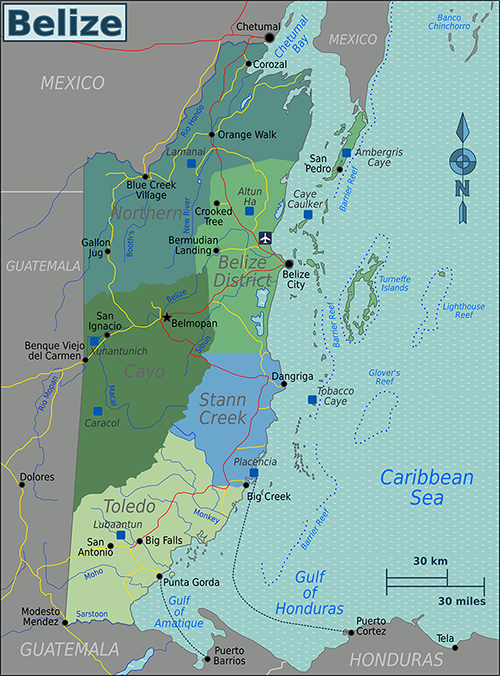 Belize_Regions_map